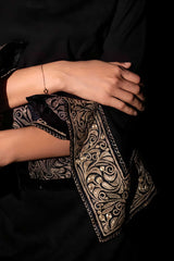 Hanker Chief Sleeved Black Dress