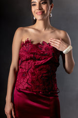 Cherry Cutwork Tube Top with Pencil Skirt