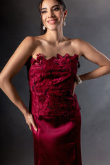 Cherry Cutwork Tube Top with Pencil Skirt