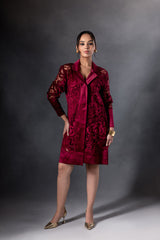 Cherry Structured Cutwork Dress