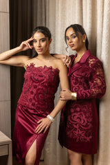 Cherry Cutwork Tube Top with Pencil Skirt