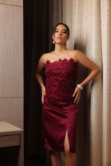 Cherry Cutwork Tube Top with Pencil Skirt