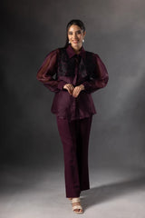 Plum organza Rose Yoke Shirt