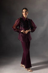 Plum organza Rose Yoke Shirt