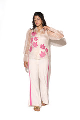 Pink Laser Cut Leaf Shirt