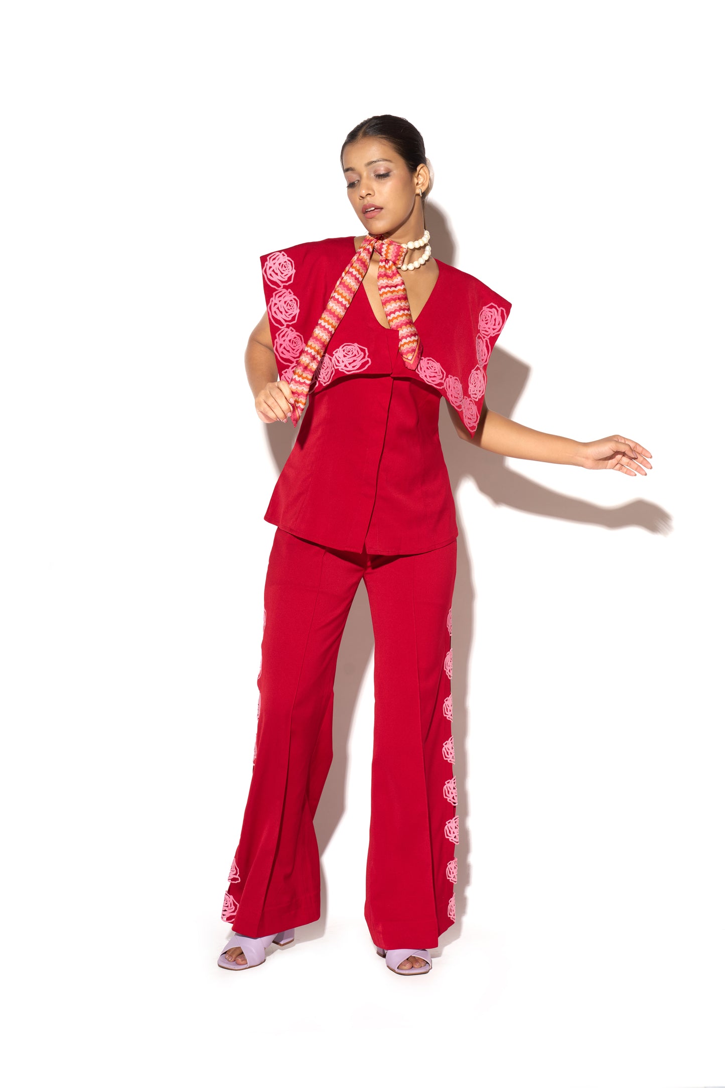 Carnelian Red Laser Cut Rose Top