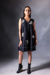 Jade Black Patch Work Dress