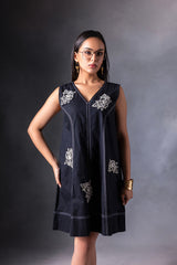 Jade Black Patch Work Dress