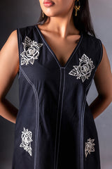 Jade Black Patch Work Dress