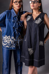 Denim pearl embellished kaftan co-ord set