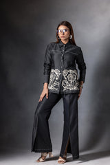 Charcoal Grey Floral panel co-ord Set