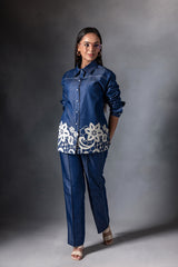 Midnight Blue Denim patch Shirt