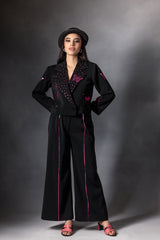 Metallic Pink Butterfly Crop Jacket Set