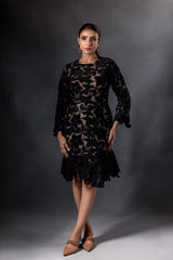 Jade Velvet Mesh Bodycon Dress