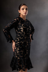 Jade Velvet Mesh Bodycon Dress