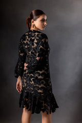 Jade Velvet Mesh Bodycon Dress