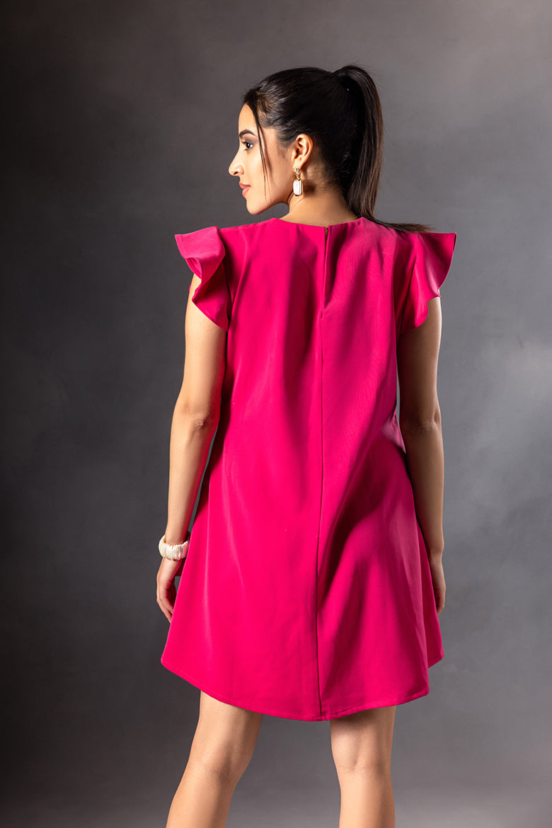 Fusia Pink 3D flower Dress