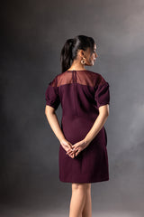 Plum 3D Flower Mini Dress