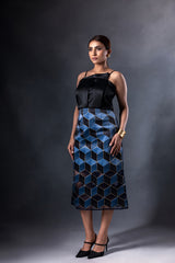 Hexim drape Top & Skirt Set