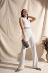 Pleated Back White Jumpsuit