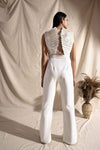 Pleated Back White Jumpsuit
