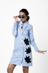 Sky Noir Leaf Shirt Dress