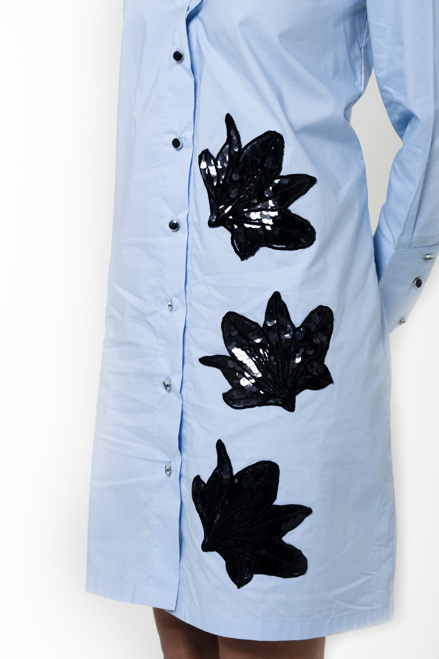 Sky Noir Leaf Shirt Dress