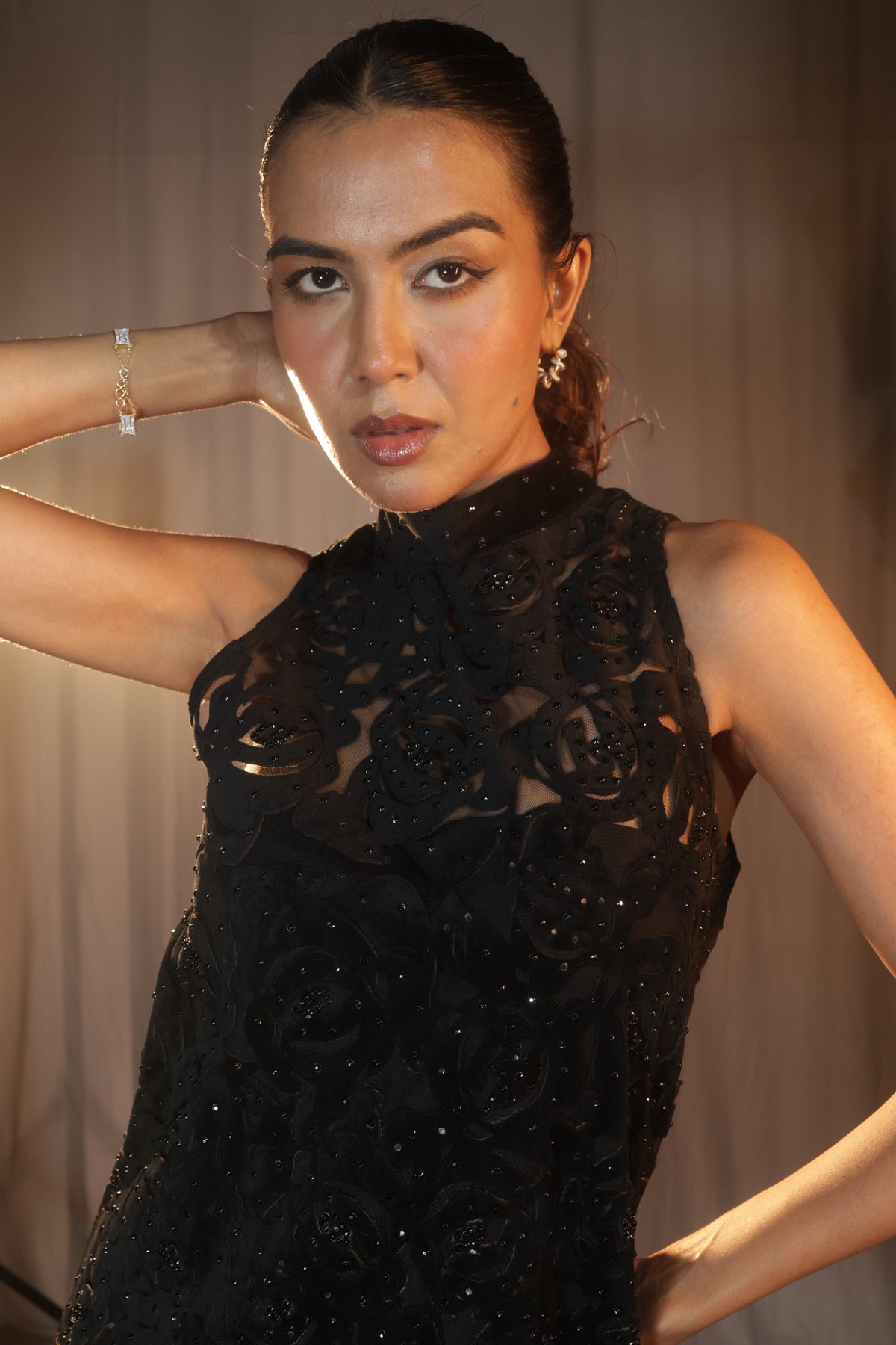 Noir Rose Mini Dress