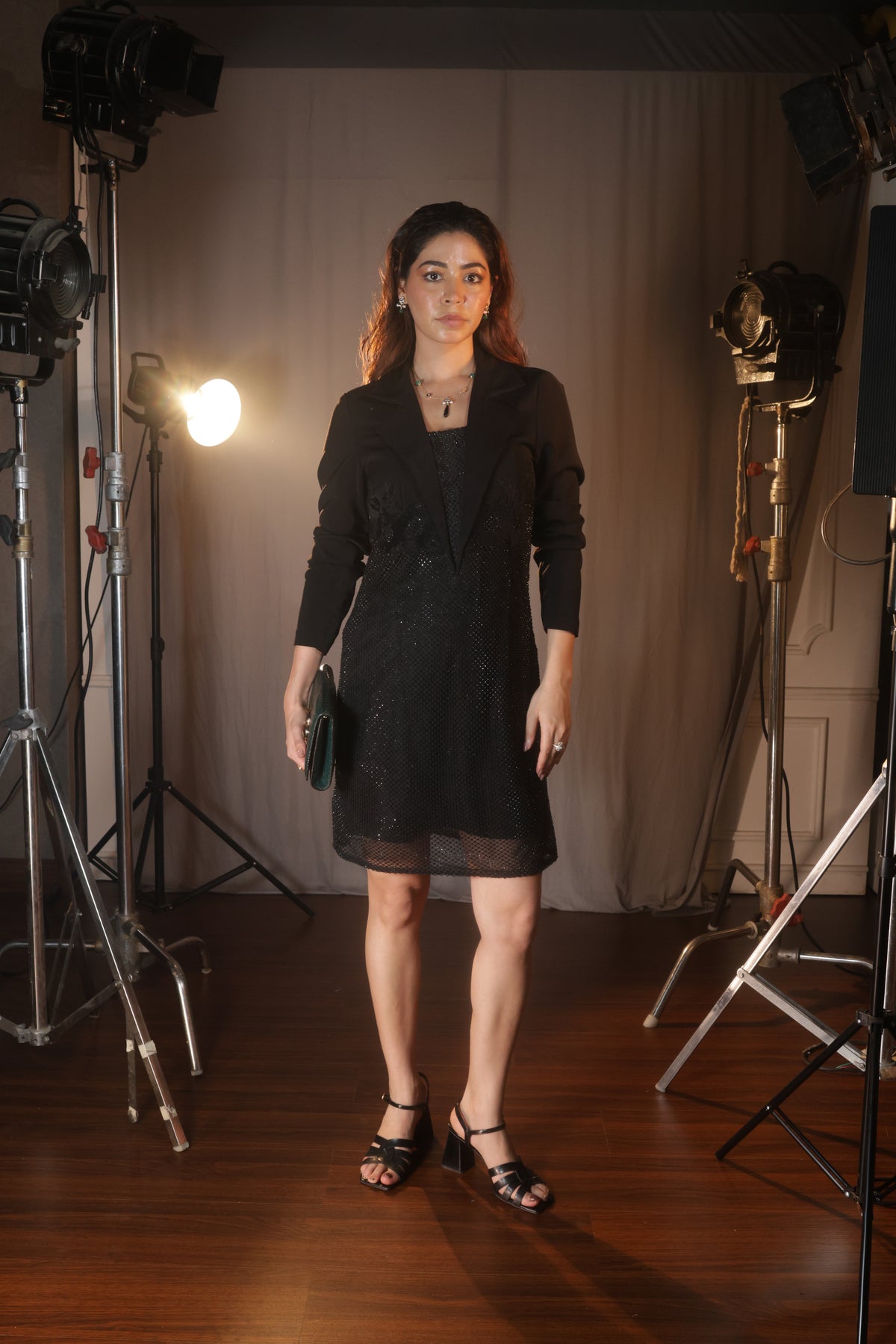 Noir Rinestone Blazer Set