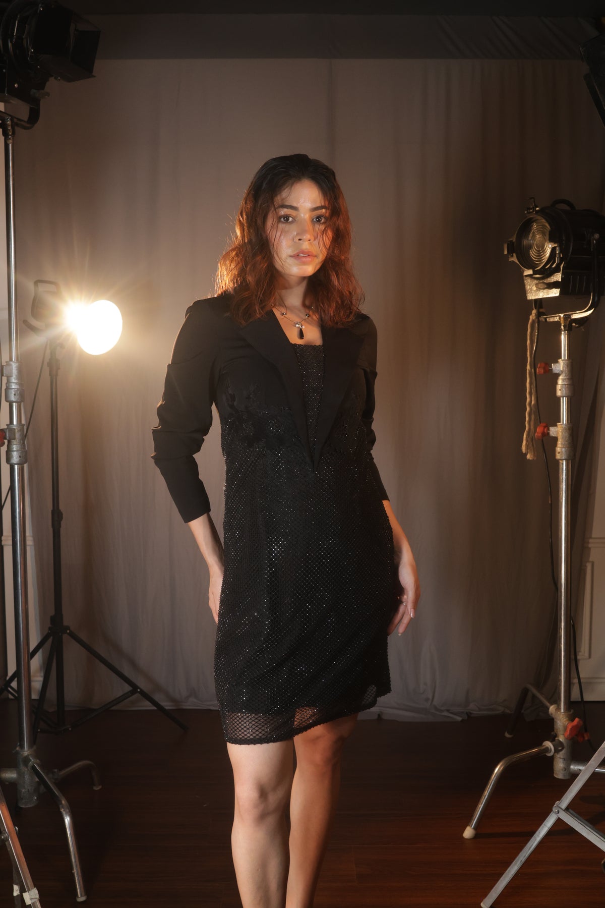 Noir Rinestone Blazer Set