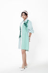 Emerald Botanical Stripes Shirt Dress