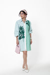 Emerald Botanical Stripes Shirt Dress