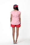 Crimson striped Ruched Top