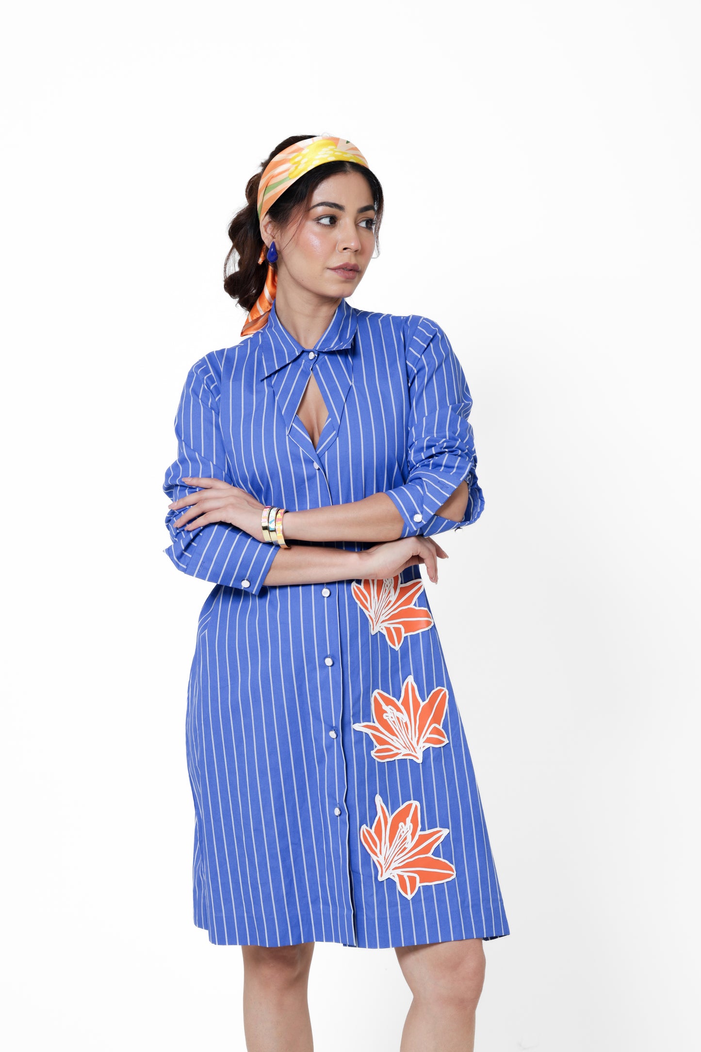 Cobalt Lily Shirt Dress