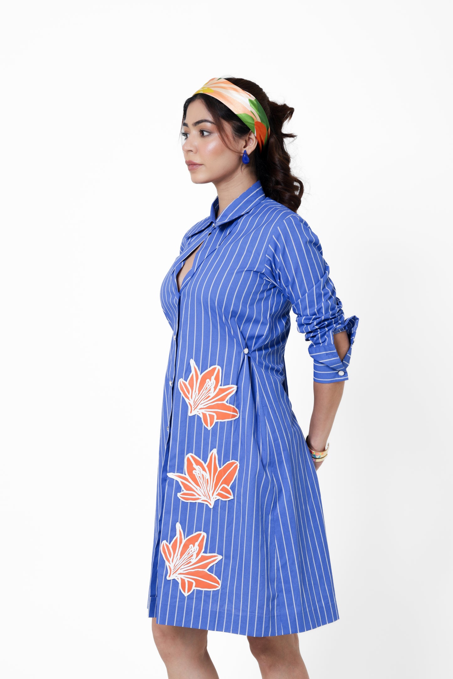 Cobalt Lily Shirt Dress