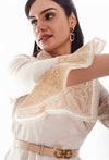 Embroidered Hanker Chief Sleeves Dress