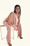 One Shoulder Bow-Tie Pink Jumpsuit