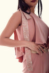 One Shoulder Bow-Tie Pink Jumpsuit