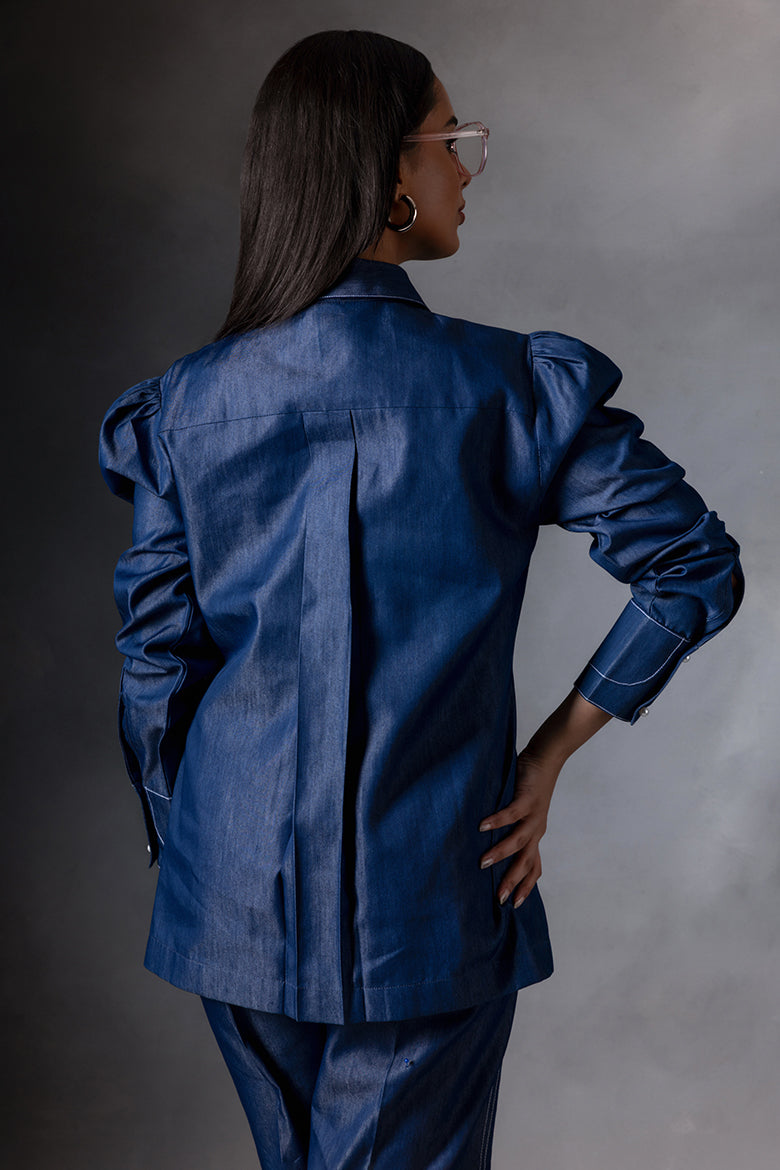 Denim Floral Pocket Patchwork Shirt