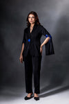 Metallic Blue Rose Embellished Blazer