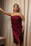 Cherry Cutwork Tube Top with Pencil Skirt