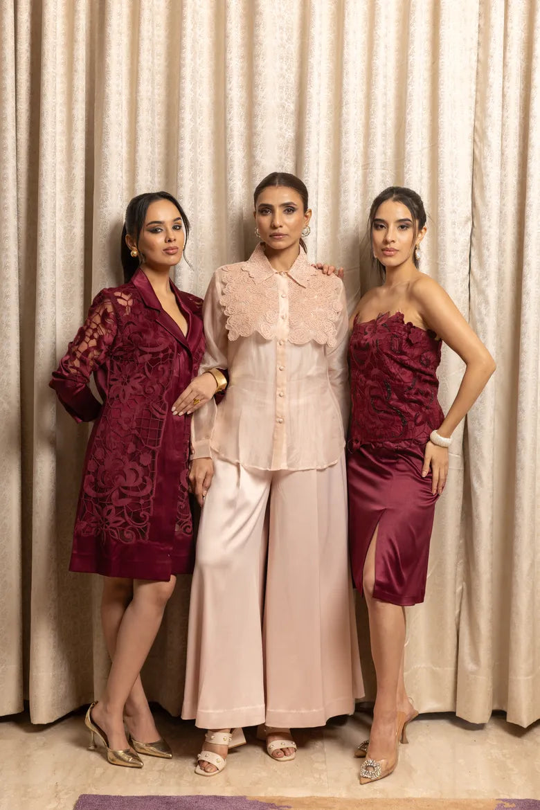 Melba organza Roses Yoke shirt