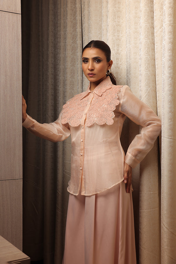 Melba organza Roses Yoke shirt