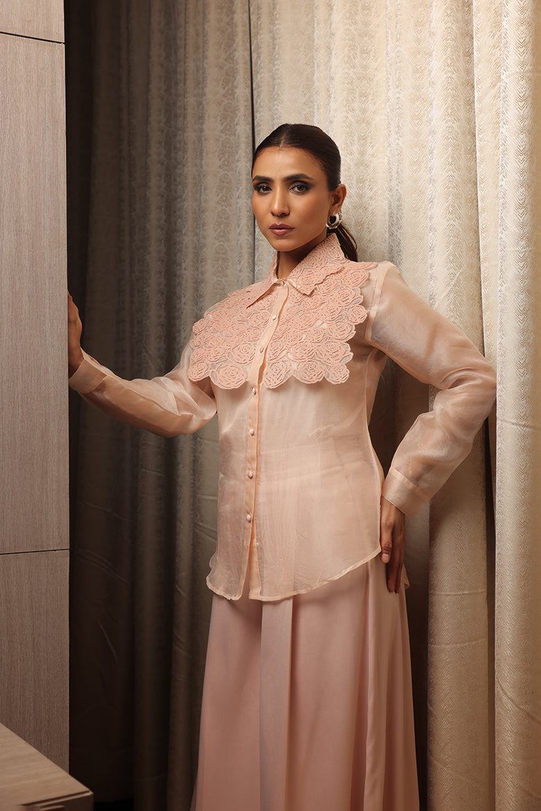 Melba organza Roses Yoke shirt