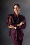 Plum Organza Rose Yoke Shirt
