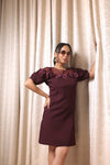 Plum 3D Flower Mini Dress