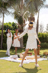 White velvet Mesh Straight Dress