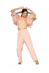 Peach Crop Top and Pant Set