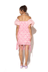 3D flowers Pink Organza Dress