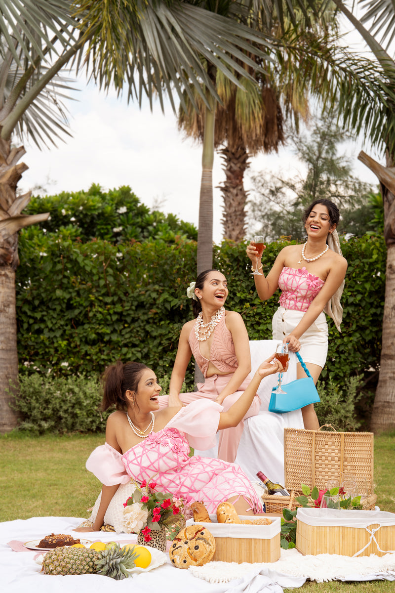 Peachy pink Halter Neck Waistcoat and Matching Pants Set